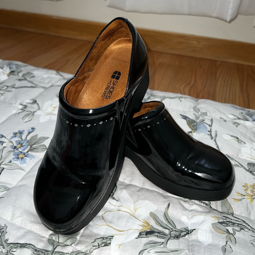 Black Patent Leather Clogs